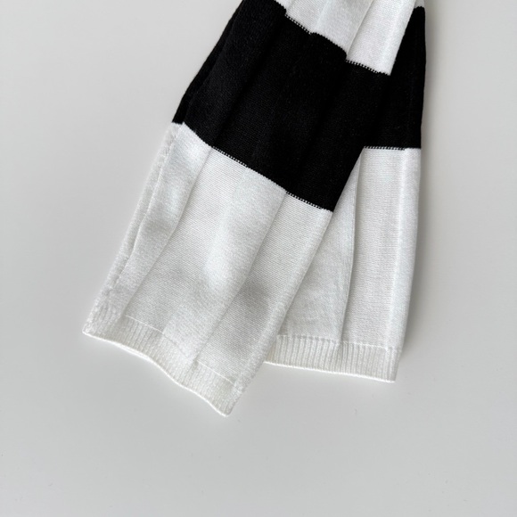 Mango Black White Striped Ribbed Maxi Dress Long Sleeve Bodycon - Picture 8 of 13